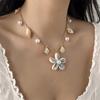 Summer Ocean Style Shell Flower Pendant Necklace for Women Vintage Gold Color Clavicle Chain Choker Beach Vacation Jewelry Gift