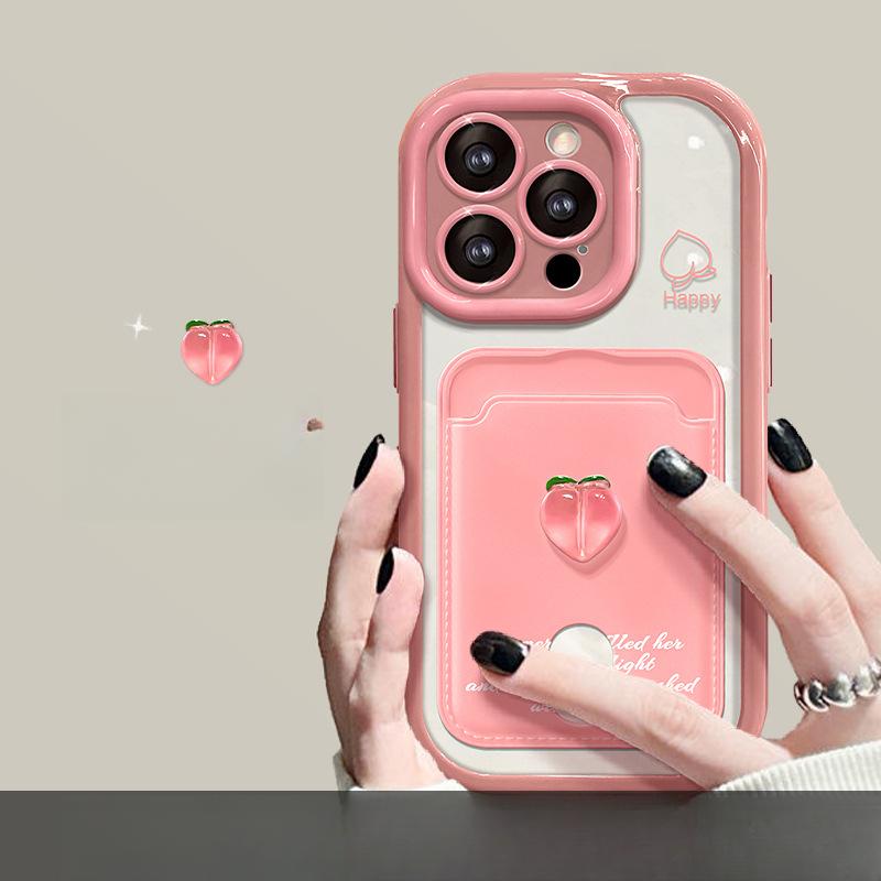 Applicable To Opporeno12pro Mobile Phone Case Vivos19 Peach Doll Card Bag Lanyard Xiaomi 14 Full Package Anti-fall
