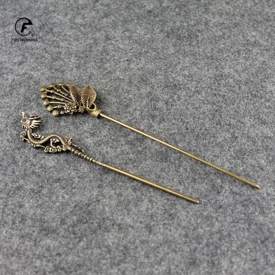 Valentine's Day Gift Vintage Dragon Flowers Hair Clips Girls Brass Copper Needle Hairpins Fashion Hairgrips Lady Elegance Tools