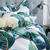 Duvet Cover Set Tropical Leaves Bedding Set,3 Piece Egyptian Cotton Green Quilt Cover with Zipper Closure