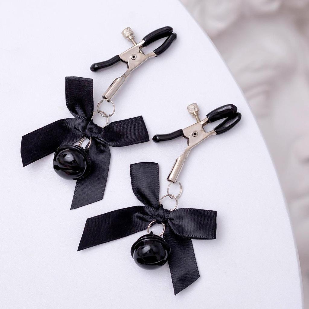 SM Adjustable Nipple and Breasts Clamps with Bow Tie for Couples