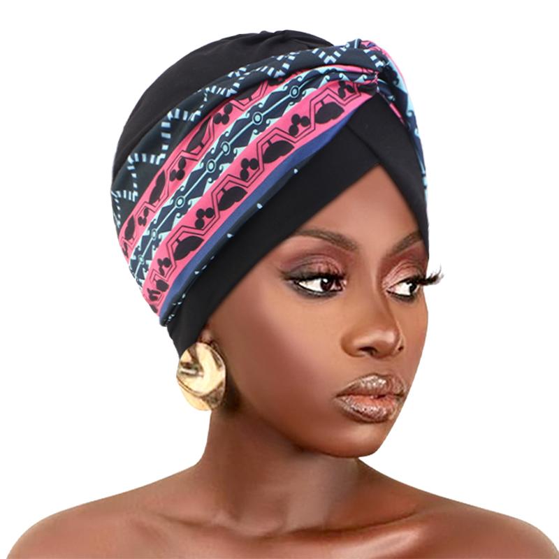 

New Twist Knot Floral Print Muslim Turban Women Hijab Chemo Cap Bonnet Strech Indian Headscarf Bandana Chemo Beanies Caps Cover Size fits all
