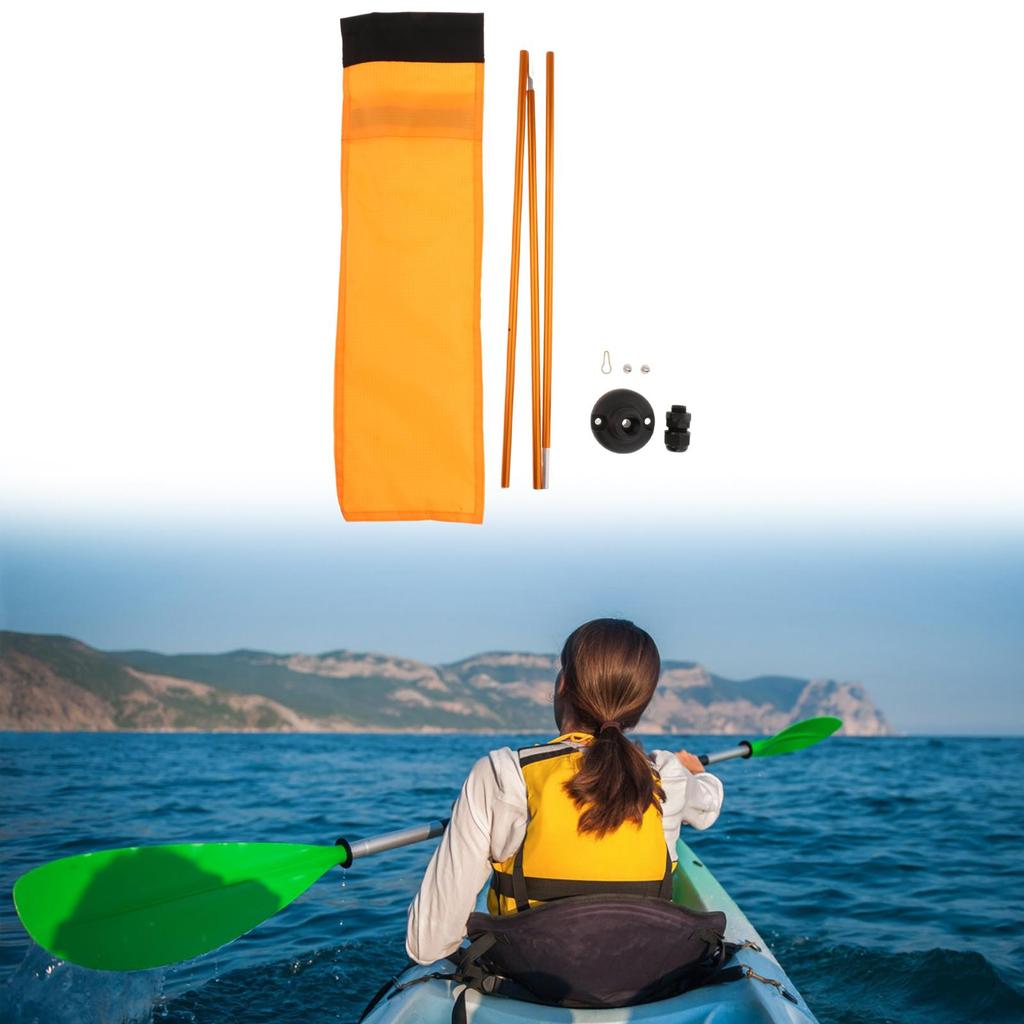 Safe Flag Kayak Visibility Kit with Sturdy Aluminum Alloy Holder for Boats Canoes Dinghies Yachts Outdoor Activities