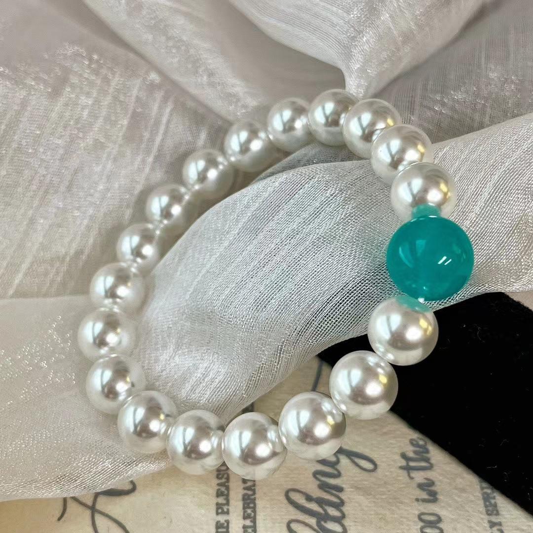 Retro Strong Light Is Round Imitation Australian White Cold White Shijia High-End Pearl Bracelet Imitation Pearl Bracelet Accessories