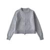 Womens Short Cropped Knit Cardigan With Zipper Round Neck Casual Streetwear Sweater