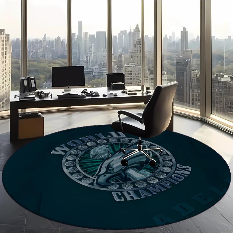 Philadelphia Eagles (1) Round Office Rug Decorative Floor Rug for Office Bedroom Living Room and Home Space