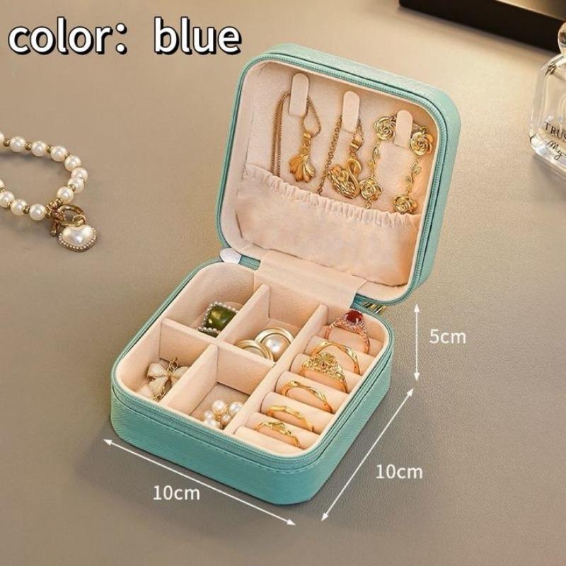 Portable Mini Jewelry Storage Box Travel Organizer Jewelry Case Leather Storage Earrings Necklace Ring Jewelry Organizer Display