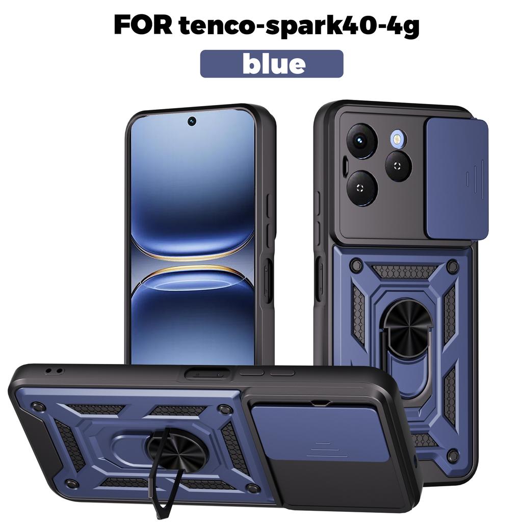Funda for Tecno Spark 40 4G Case Slide Camera Protection Ring Stand Shockproof Cover for Tecno Spark 40 4G Capa Funda