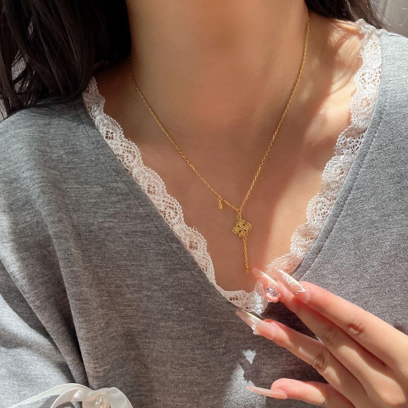 Double-sided Diamond-encrusted Ruyi Auspicious Necklace Bracelet Retro New Chinoiserie Jewelry Suit