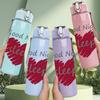 1PC Good Night Sleep Heart Pattern 750ml Color Plastic Sports Water Bottle Leakproof Flip Straw Lid Suitable for Sports Office Home Use