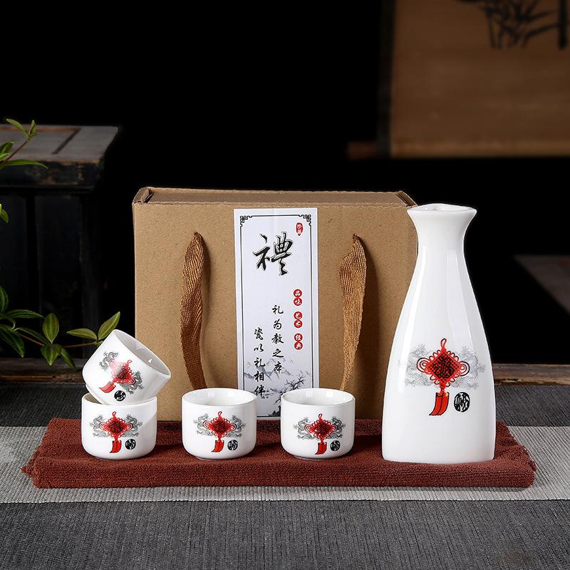 Japanese Sake Bar Set Household Ceramic Baijiu Cup Bottle Wine Cup Home Restaurant Party Drinking Barware Set Friend Gift