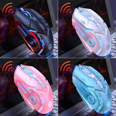 Silberne A9 leuchtende, leise kabellose Gaming-Maus – rosa Laptop-Zubehör für Mädchen
