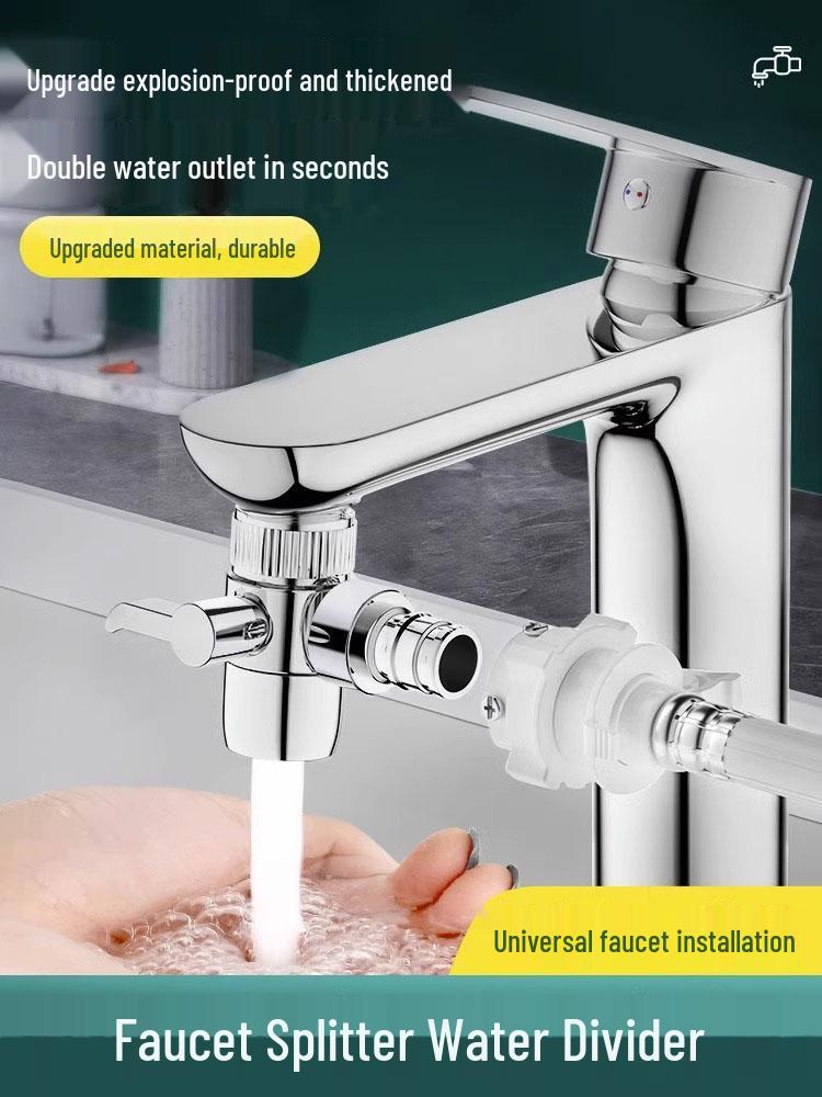 Doppelfußventil Wasserzulaufverbinder aus reinem Kupfer für Waschbecken, Haushaltsumrüstung