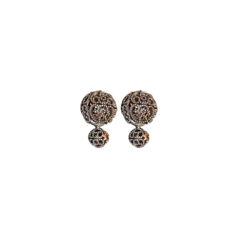 French hollow round front and rear two earrings fashionable versatile high-end stud earrings women's ethnicity temperament ear jewelry