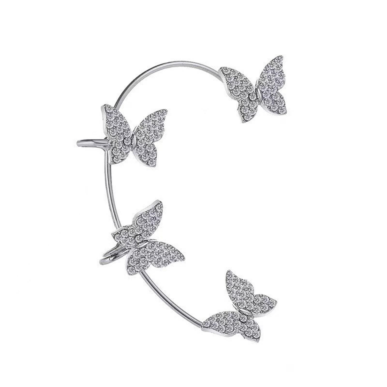 

Fashion Gift Women s Pierced Earrings Rhinestone Butterfly Earrings Holiday Gift Earrings One Size