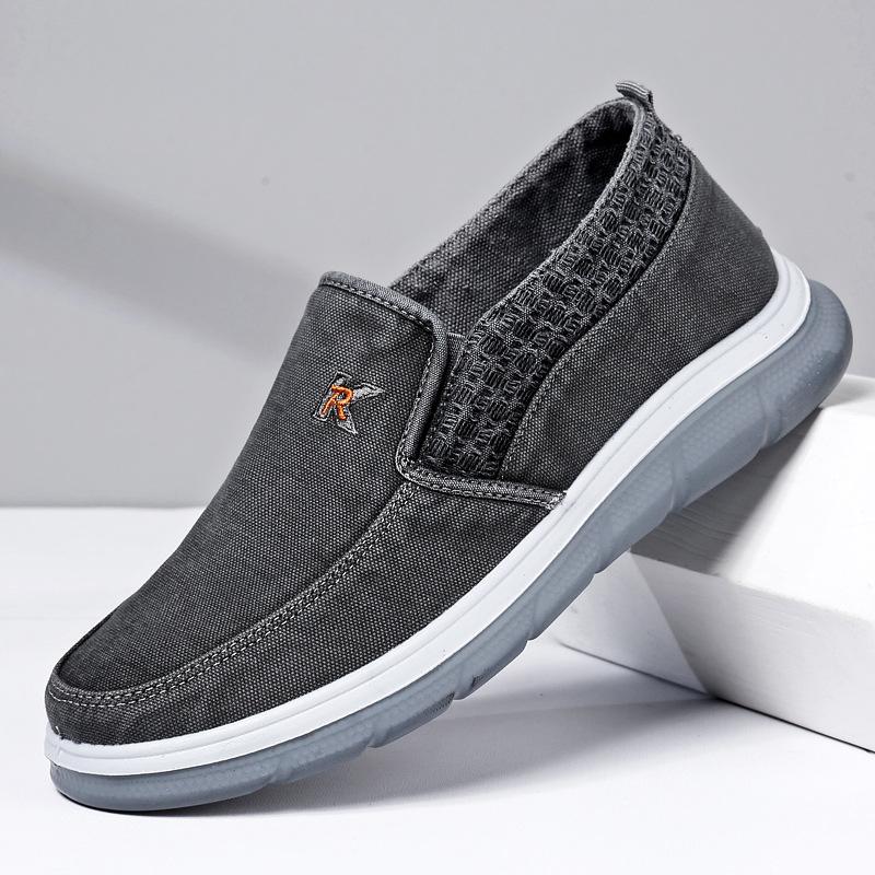 New Genuine Old Beijing Cloth Shoes Men's Spring and Autumn the Elderly Breathable Canvas Shoes Lazy Pedal Dad Casual Shoes
