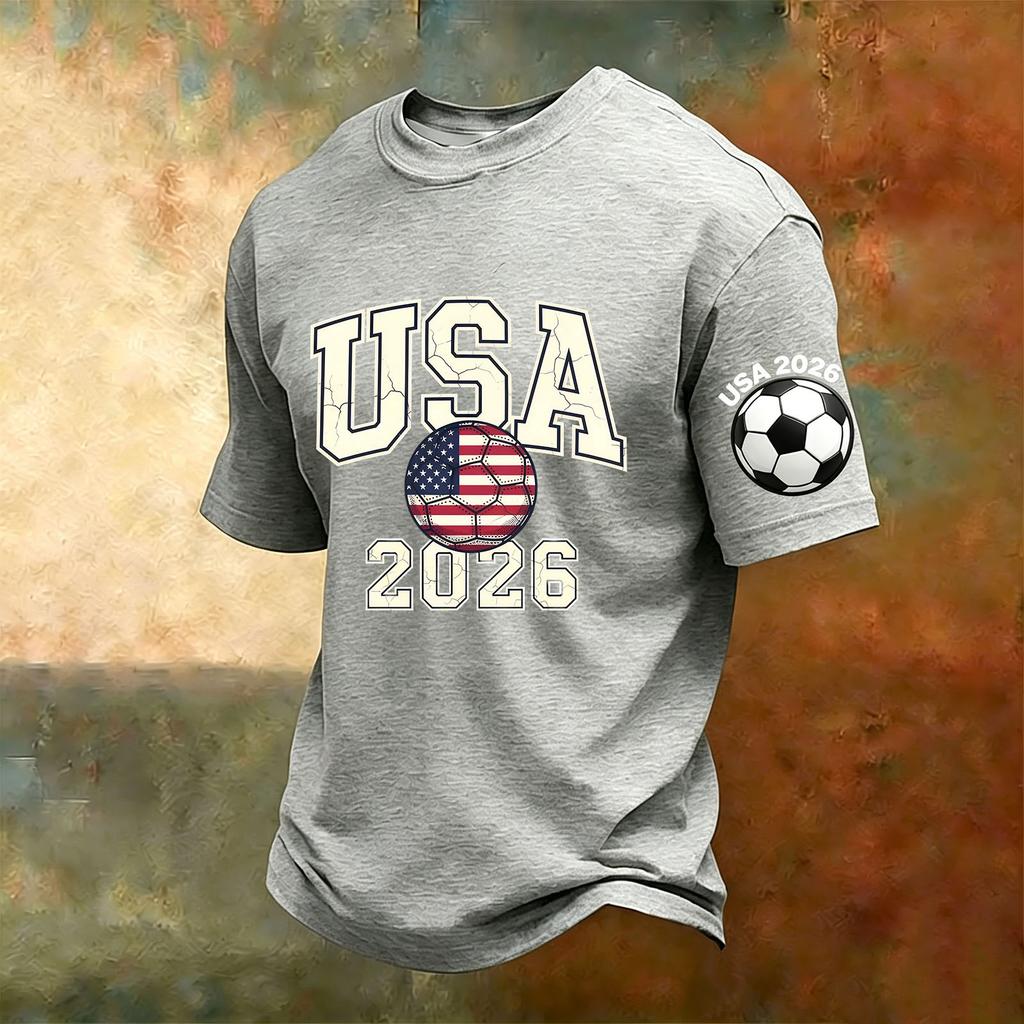 Men's Casual Printed V-Neck Short Sleeve T-Shirt Breathable Lightweight Top