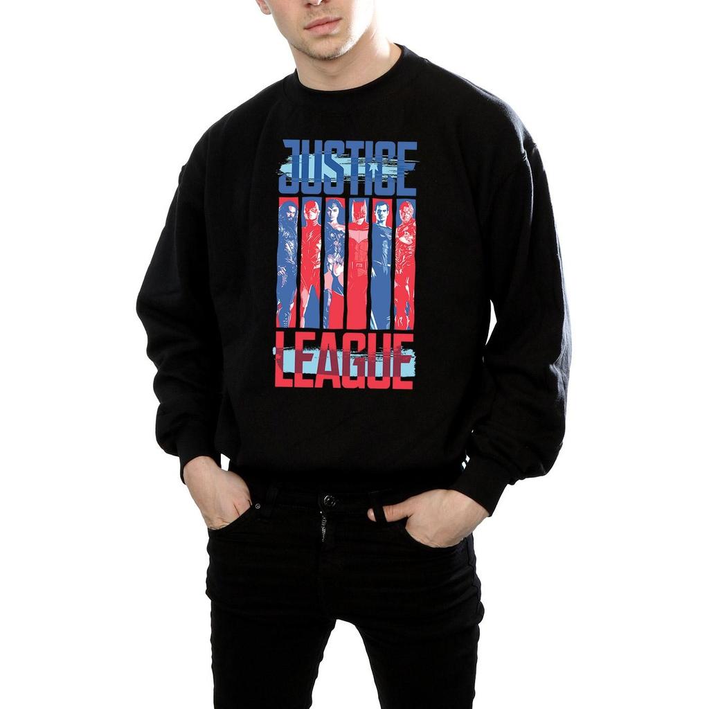DC Comics Mens Justice League Movie Team Flag Sweatshirt
