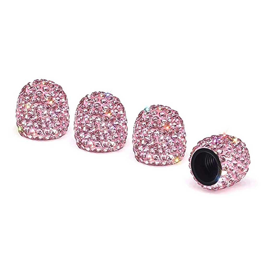 4pcs Pink Car Tire Air Sealing Cap Anti-rust Dust-Proof Valve-Cap Fits For Automobiles And Motorcycles Universal Wear Parts Valve Stems 1