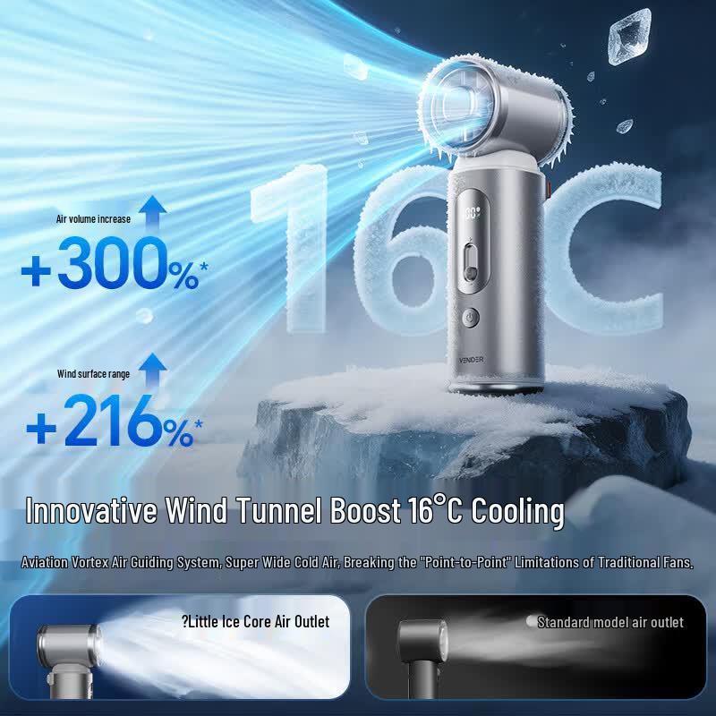 VENIDER 2026 Handheld Semiconductor Cooling Fan with 10000mAh Power Bank