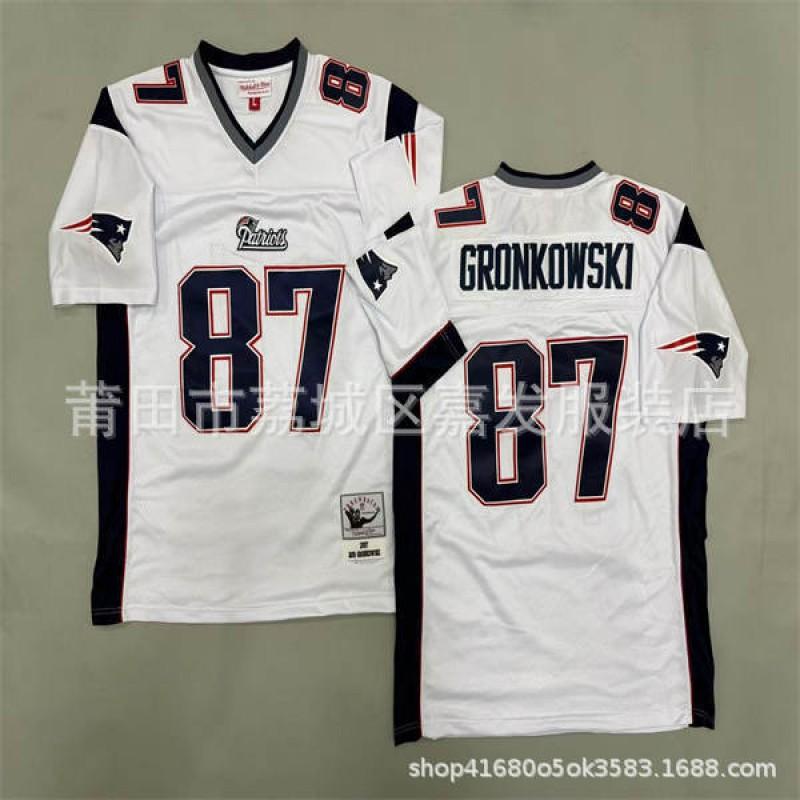 Retro American Football Jersey Mens Cotton T-Shirt Vintage Team Patriot 12 24 28 Short Sleeve Fall