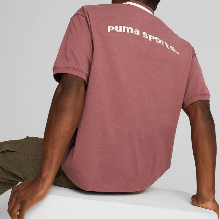 Puma Logo Print Zip-Up Short Sleeve Polo Shirt Men Tops Violet 622541-49