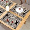 [Kitchen Decor Table Mat] 4pcs, Kitchen Decor And Accessories, Linen Table Fabric, Love Wood Kitchen Pattern Printed Table Mat, Perfect