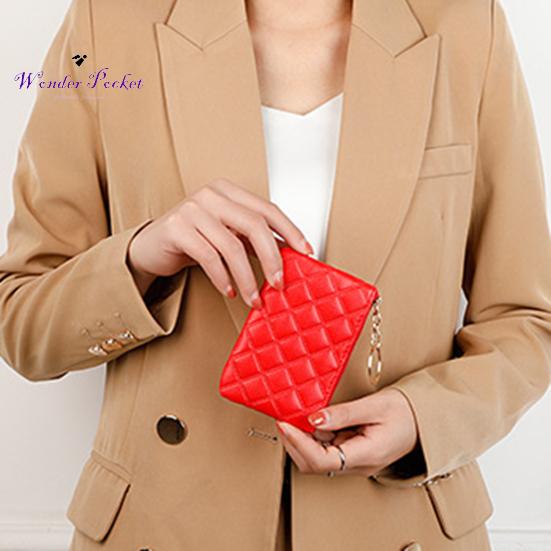 Women Wallet Portable Mini Faux Leather Smooth Zipper Key Ring Cards Holder Solid Color Slim Wallet Coins Purse Adult Sex Wear