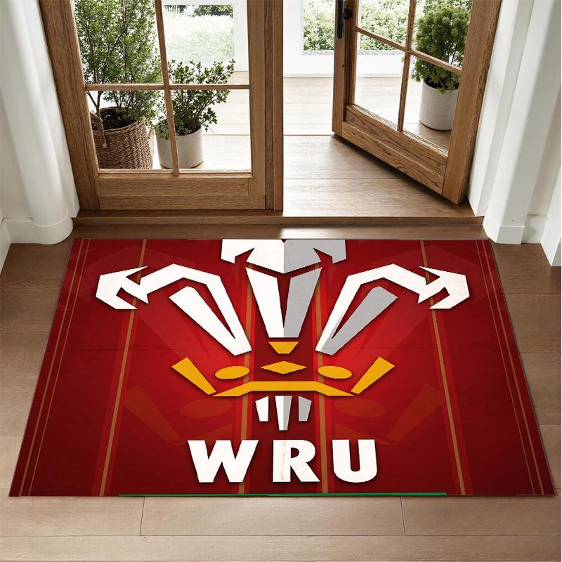Wales Rugby Design Crystal Velvet Rug Soft Decorative Mat for Bedroom Entrance