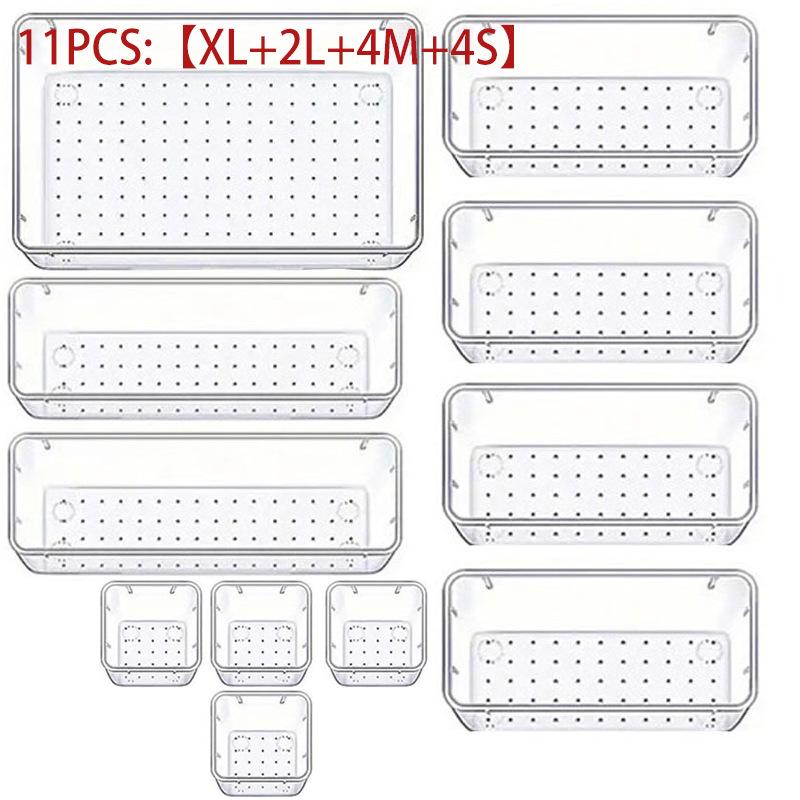 Transparent Desktop Organizer: Built-in Drawer Storage for Stationery and Cosmetics.