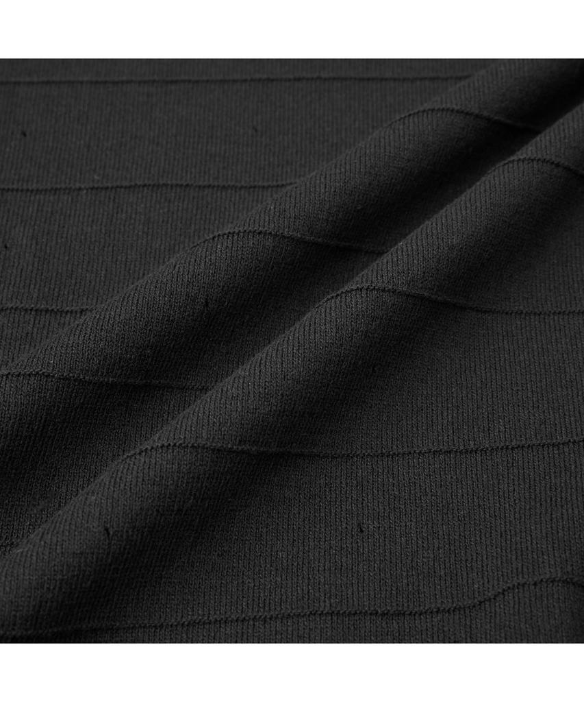 Keoseuuteommellou Black Stripes Textured Half Sweater Cwwam26423Bkx