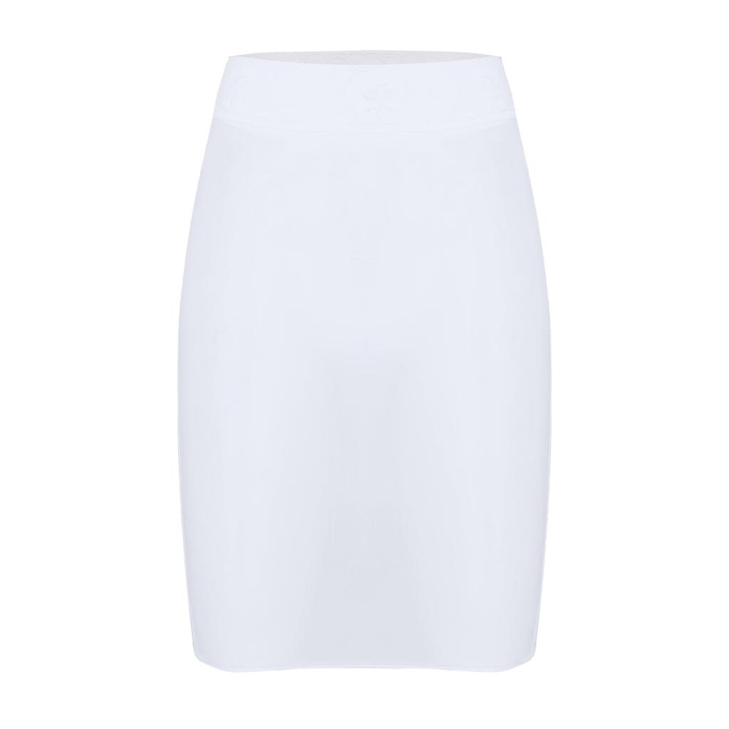 Womens High Waist Lace Patchwork Pencil Skirt Glossy Stretchy Fabric Semi Sheer Bodycon Skirt