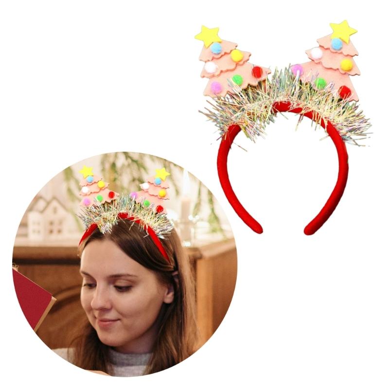 Saisonaler Spaß mit grünem Stoff Weihnachtsbaum Stirnband Einfach zu tragendes Stirnband Ornament für Kinder und Erwachsene Partykostüme