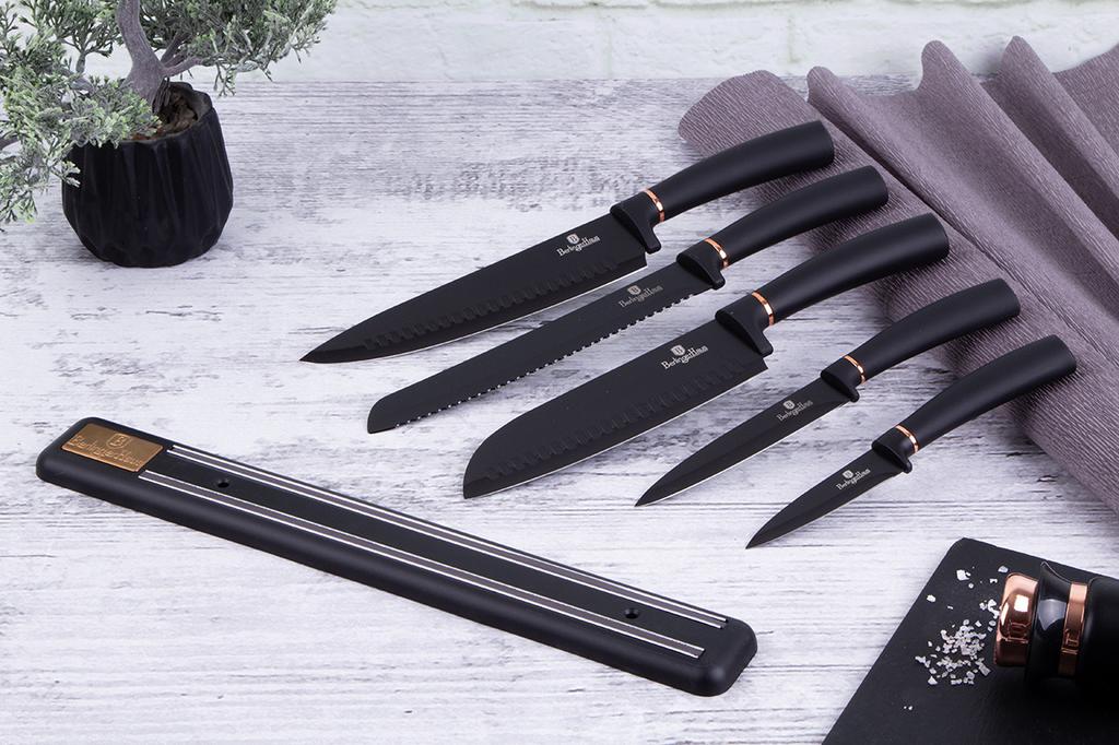 Set Of 5 Kitchen Knives With Blade Berlinger Haus Bh-2535 Black Rose