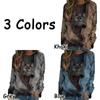Plus Size Fashion Women's Round Neck Long Sleeve Shirts Basic Lightweight Pullover Tops Casual Cartoon Cat Printed Blouses