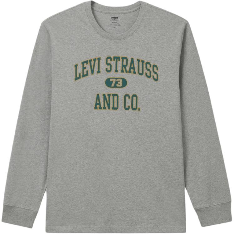 Levis Loose Fit Letter Print Crew Neck Long Sleeve T-Shirt Men tops Gray 16139-0227