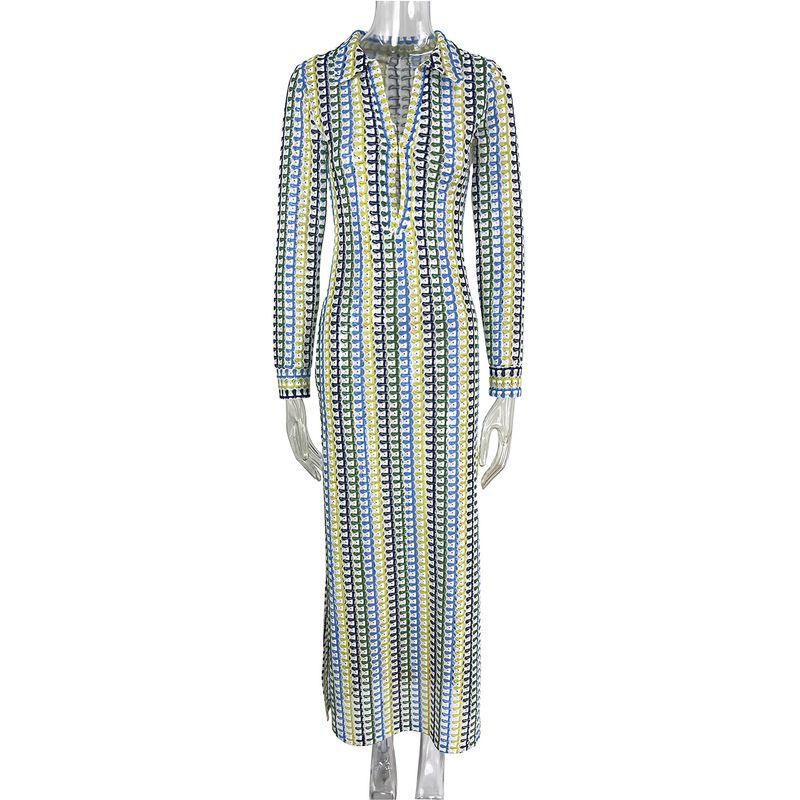 Crochet Cutout V-neck Slit Dress Fashion Hook Flower Hollow out V-neck Split Long Dress