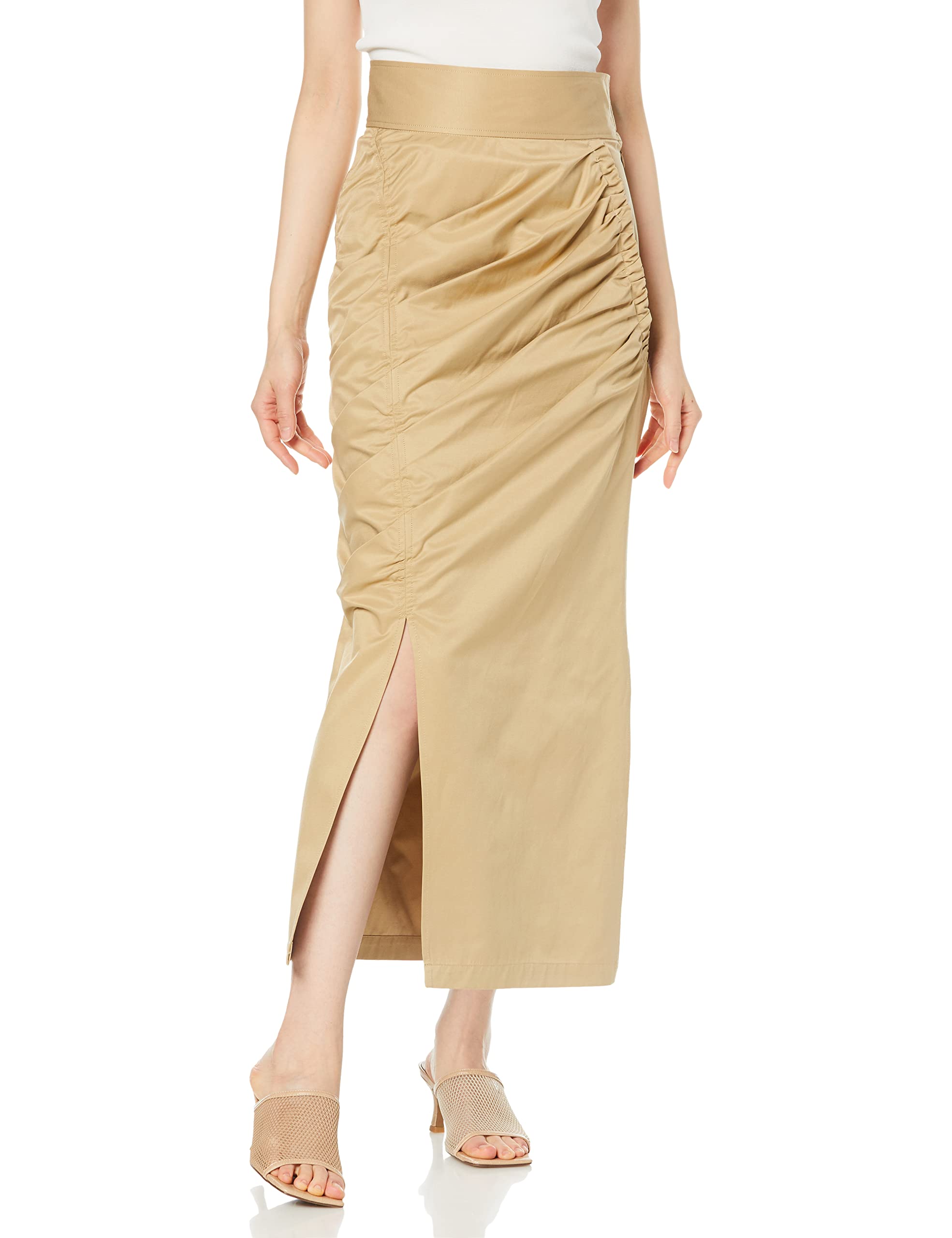 

FRAY I.D. Women s Tuck Drape Skirt FWFS221024 BEG 0