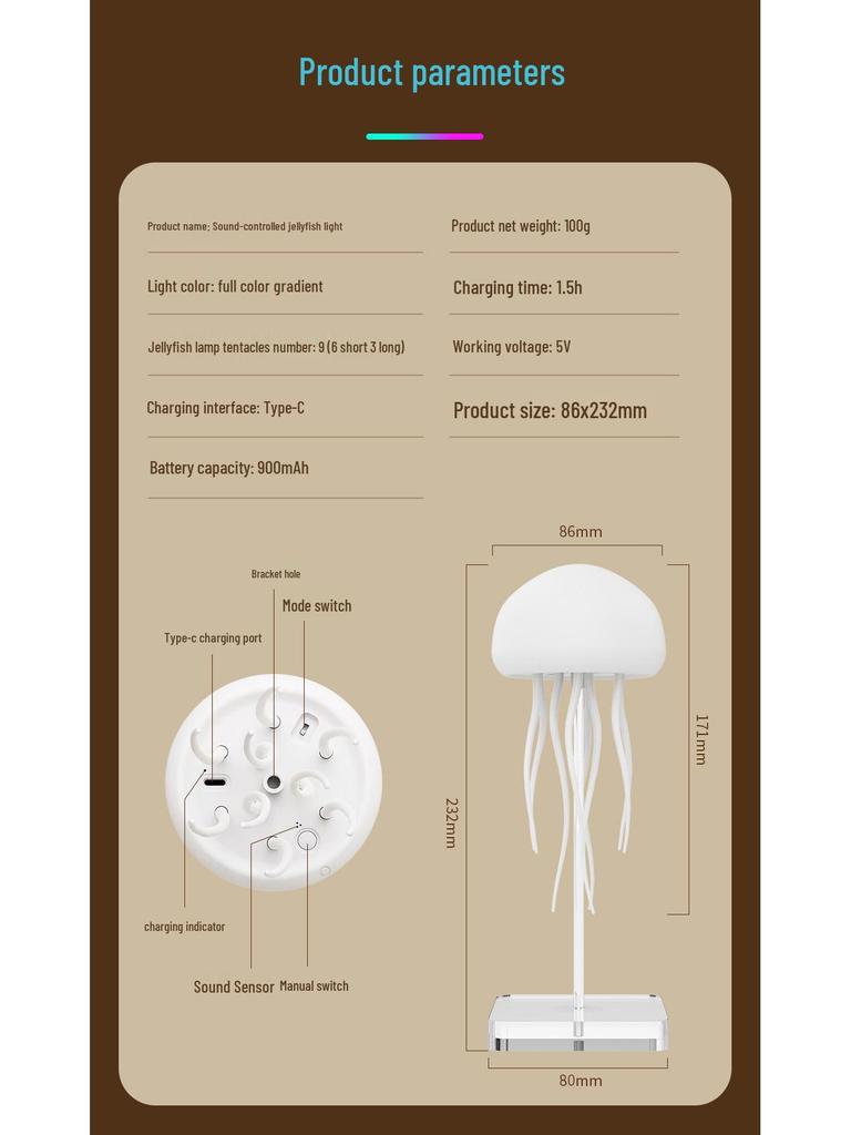 Smart Voice-Controlled Jellyfish Lamp: Creative Floating Atmosphere Night Light with Agile, Swimming Tentacles