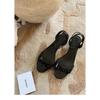 Sheepskin version round head open-toed one-word high-heeled sandals women's summer wear cool slippers