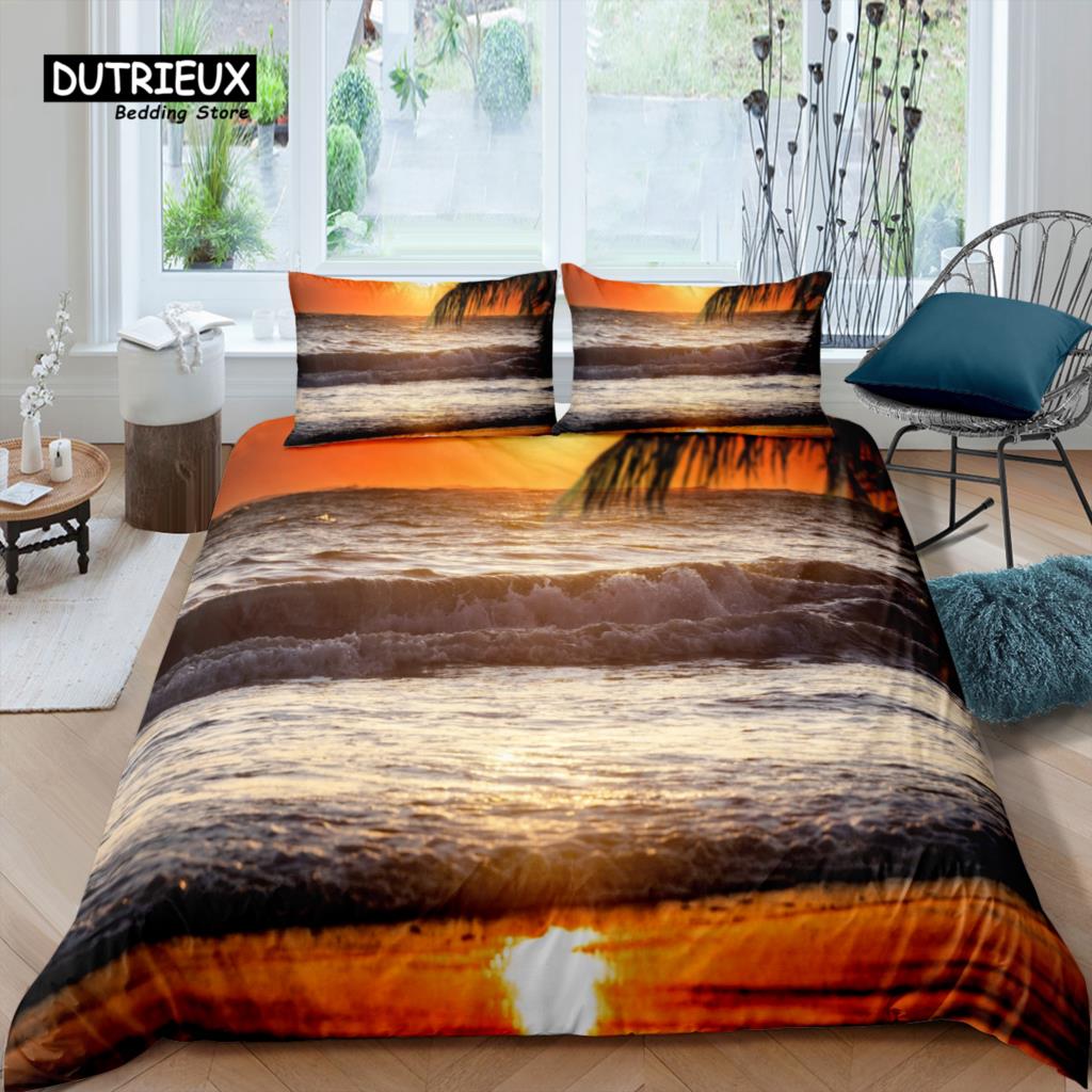 Comforter Home Living Luxury 3D Dusk Beach Bedding Set Kids Bedding Set Queen And King Eu/Us/Au/Uk Size