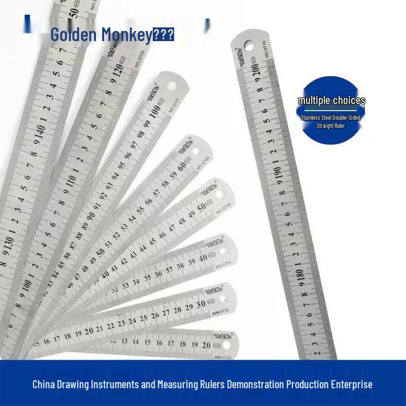 Golden Monkey Stainless Steel Ruler - Metric/Imperial, 15-100cm 15cm
