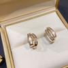 Shell Double-layer Stud Earrings Women's Summer Niche Simple Sterling Silver Earrings Korea Dongdaemun High-end Earrings Earrings Earrings