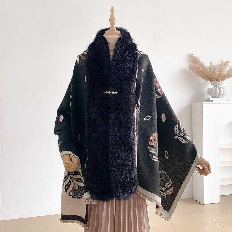 Two-Sides  Shawls Female Designer Women Winter Scarf Pashmina Flower Bufandas Foulard Warm Hijab Wraps Travel Stoles