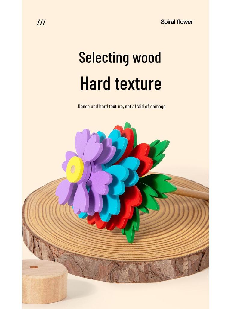 Creative Wooden Rotating Flower Decompression Toy
