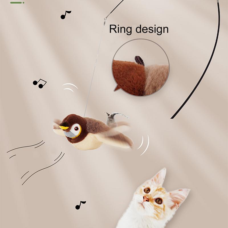 Interactive Cat Toys Rechargeable Flying Bird Cat Toy Chirping Flapping Bird(no Flying) Can Add Catnip Touch Activated Plush Toy