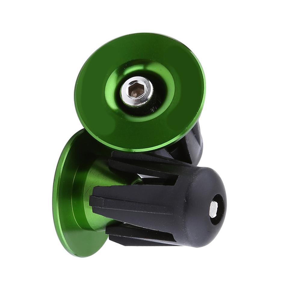 2pcs Colorful Aluminum Bike Bicycle Handlebars Bar Grips End Plugs Caps (Green)
