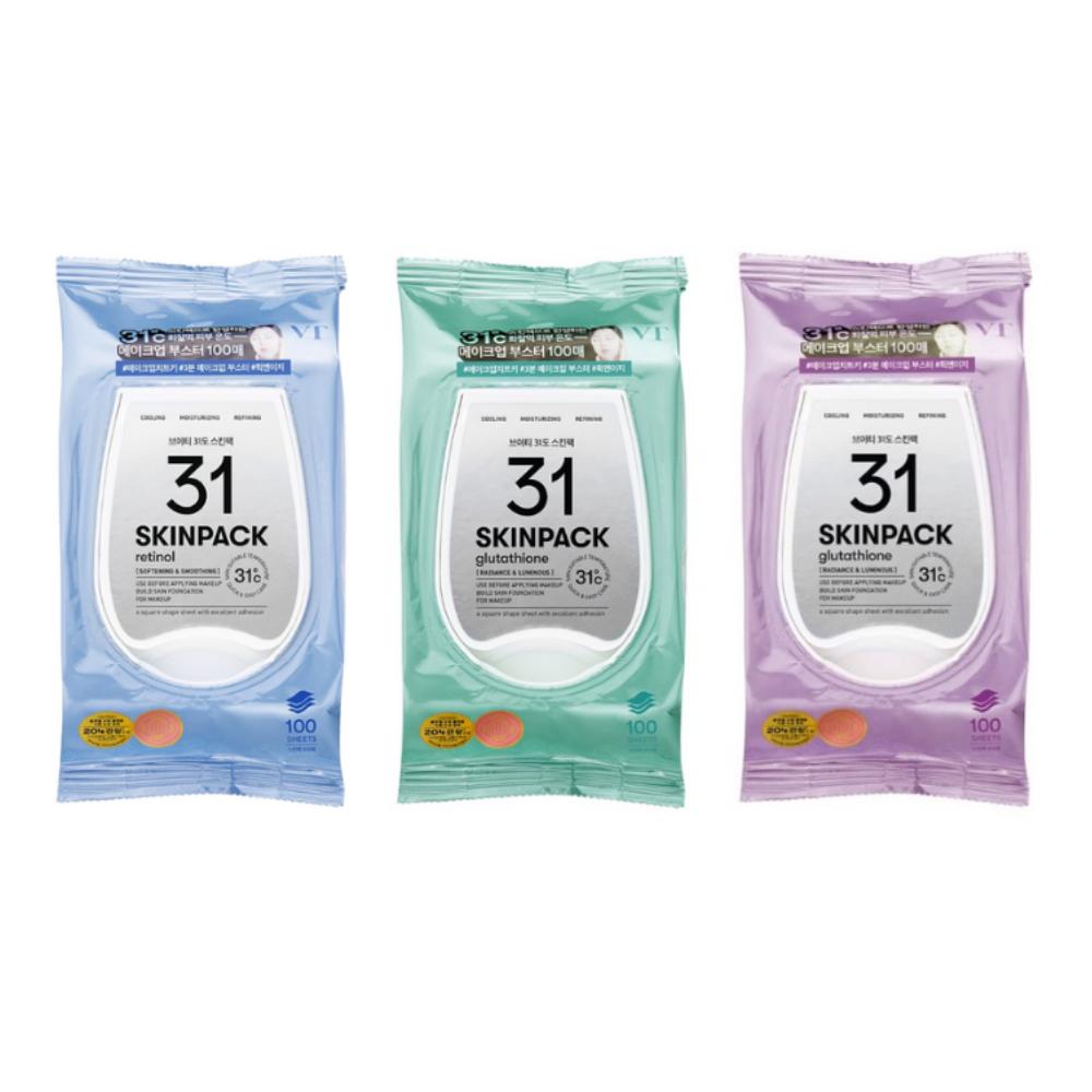 

VT Cosmetics 31°C SKINPACK Triple Set [Smooth + Mild + Luminous] 100 Sheets x 3 - Cooling, Soothing & Radiance Facial Pads