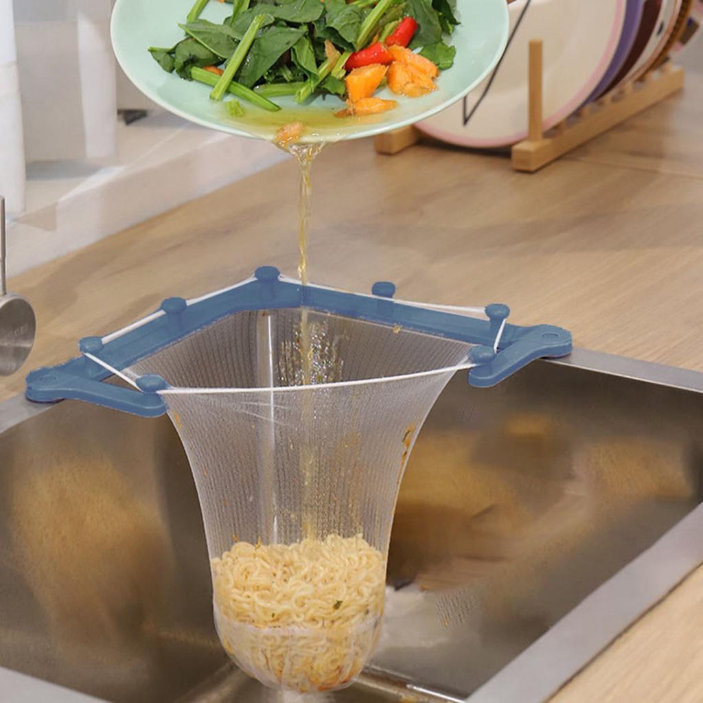 2 Sets   Houder Filter Stabiele Hoek Spoelbakzeef met 100 STuks Spoelbakzeefzakken voor Keukenafval Restjes