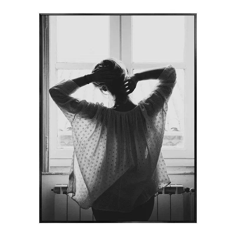 Modern Black White Fashion Sexy Women Paris Poster Decorative Prints Pictures Wall Art Canvas Painting Photos Bedroom Home Decor